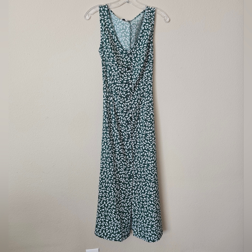 RIHOAS Dark Green Floral Sleeveless Midi Dress